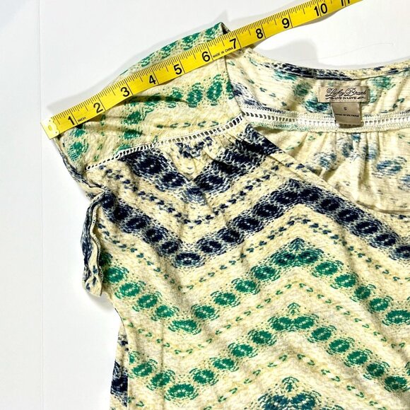 Lucky Brand - Live in Love - Women's Sz S - Blue, Green & Yellow Chevron Design - Picture 11 of 11